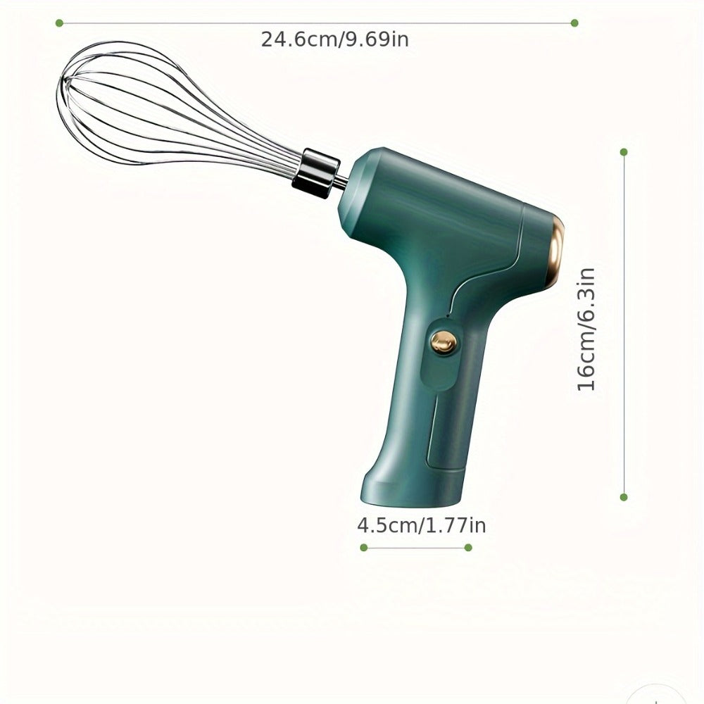 Electric Hand Mixer Cordless USB Rechargeable | 304 Stainless Steel Whisk 3-Speed Settings | Portable Handheld Mixer with 2 Detachable Whisks for Kitchen Baking Cake Cream