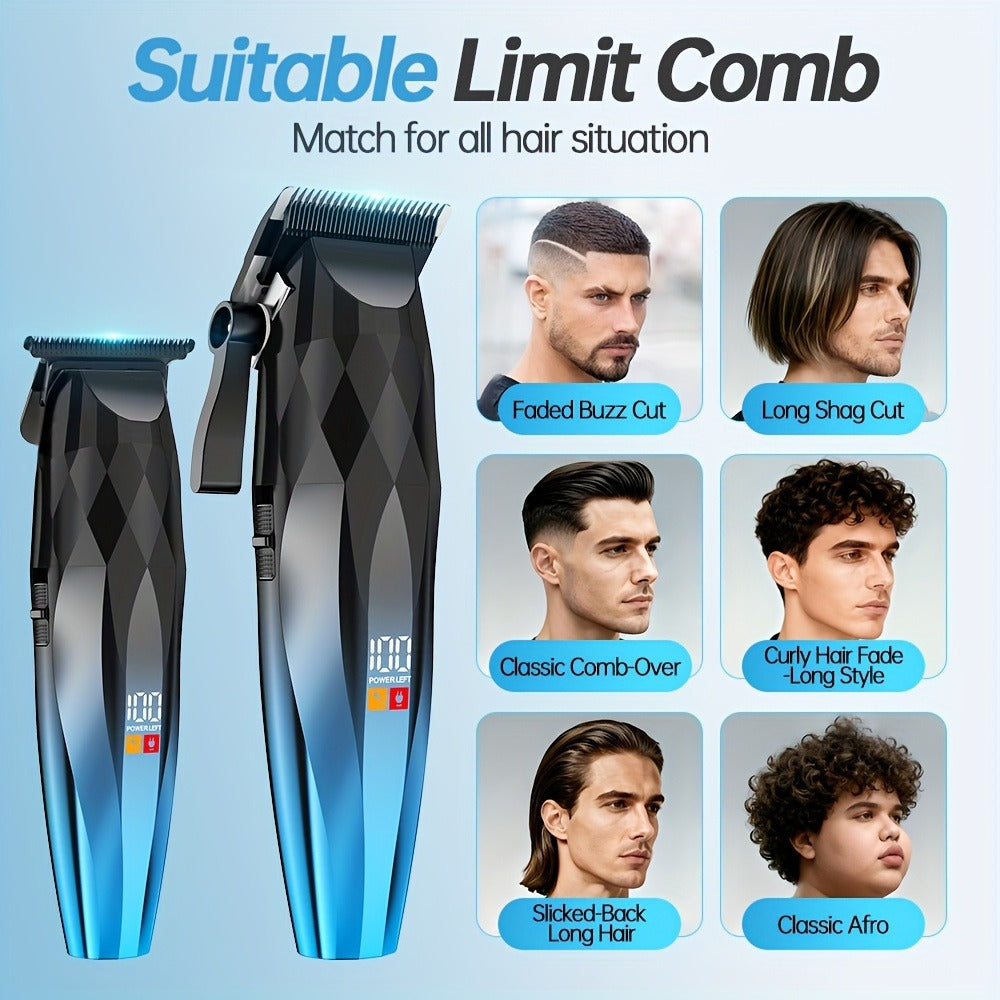 Electric Hair Clipper 2-Pack for Men - Professional Cordless Hair Trimmer Set for Home Car Business Travel, Rechargeable Portable Barber-Grade Clipper Kit, Great Gift for Men