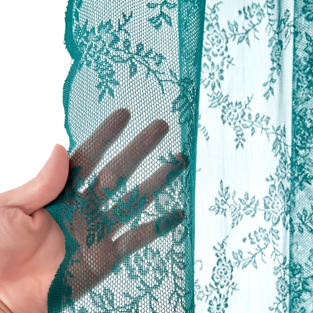 Sheer Lace Curtains 2 Panels Bohemian Floral Semi-Transparent Rod Pocket Window Curtains for Living Room Bedroom All Seasons