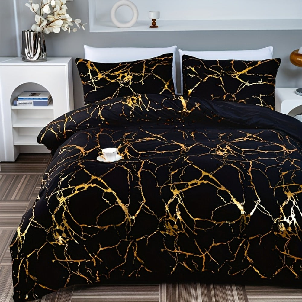 Duvet Cover Set 3 Piece Soft Bronzing Texture Bedding Set with Duvet Cover and 2 Pillowcases for Home Dormitory All Season Twin Full Queen King