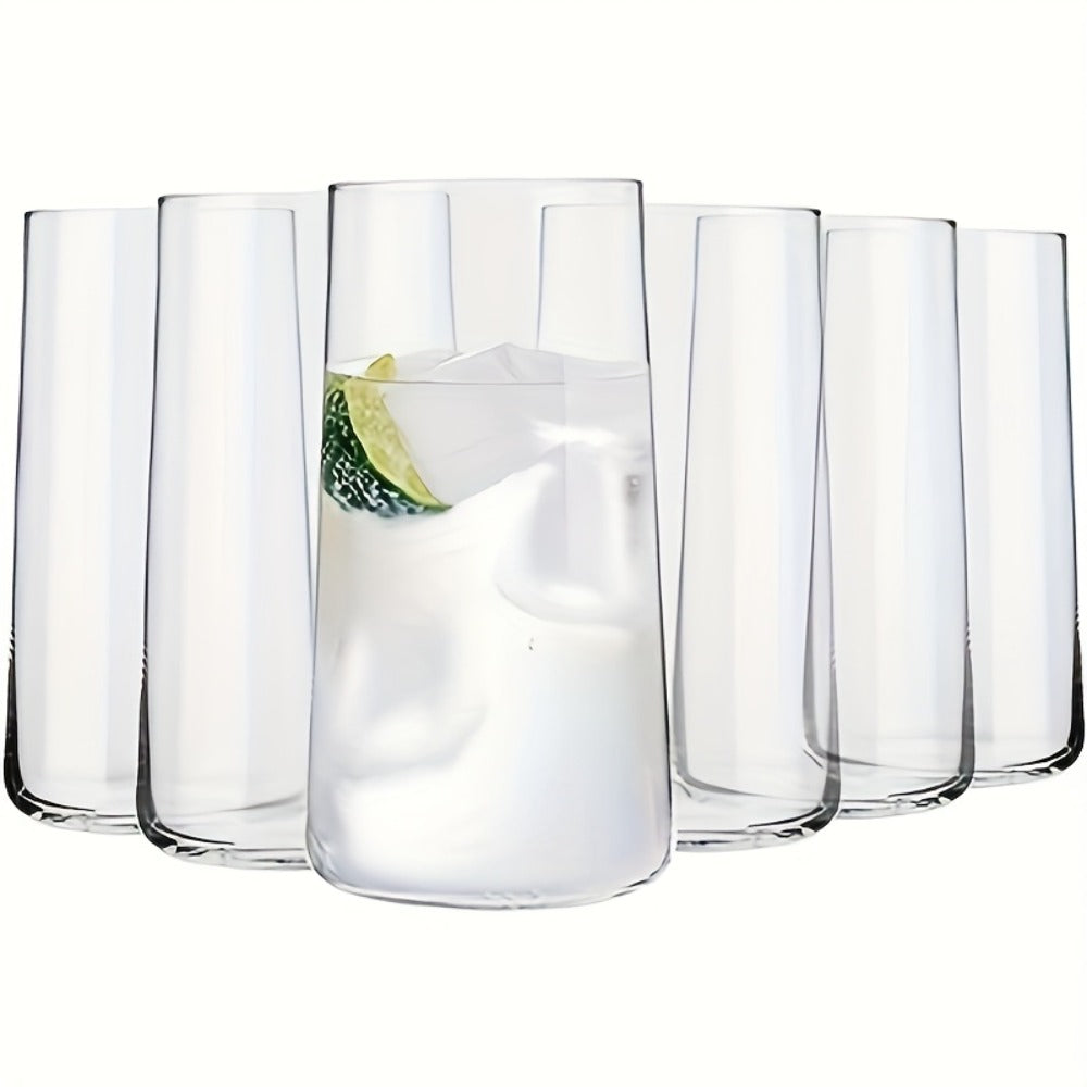 Drinking Glasses Set of 6 ¨C 17.5oz Large Clear Crystal Glass Cups, Lightweight Glassware Set for Water, Juice, Iced Tea, Mojito, Cocktails, Kitchen & Bar Use, Holiday Entertaining