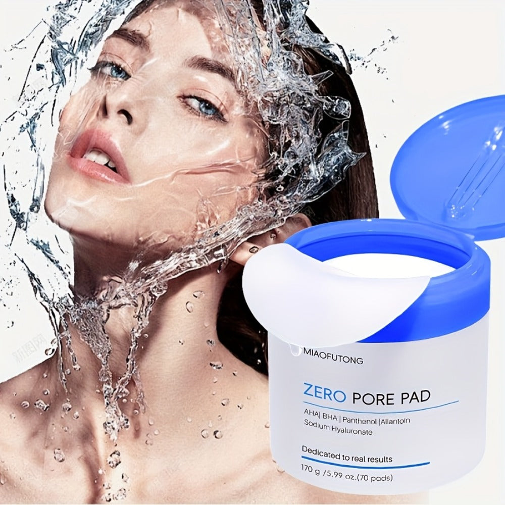 AHA BHA Toner Pads Zero Pore 70pcs - Deep Cleansing, Oil Control & Hydration with Hyaluronic Acid, Salicylic Acid & Rosemary Leaf Oil | Gentle Exfoliating Pads
