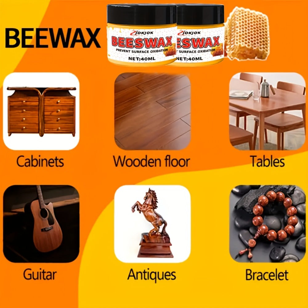 Beeswax Wood Polish ¨C Liquid Furniture Wax for Floors, Desks & Cabinets, Non-Toxic Long-Lasting Gloss, Multi-Surface Wood Restorer with Sponge