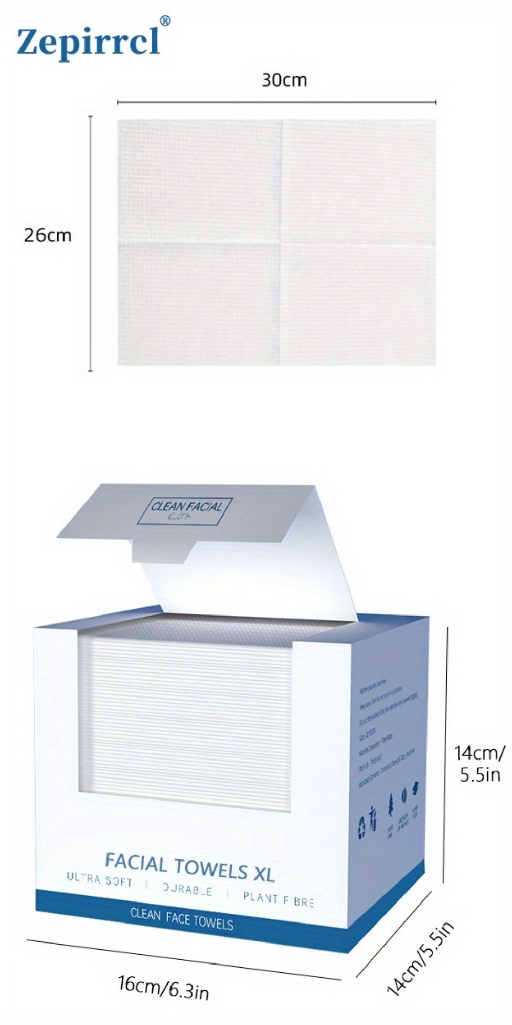 Disposable Facial Towels Extra Large Thick Dry Wet Cleansing Cotton Towel 40 Sheets Per Box 10.24x11.81 Inch Soft Skin-Friendly Face Wash Towel for Daily Skincare Makeup Removal