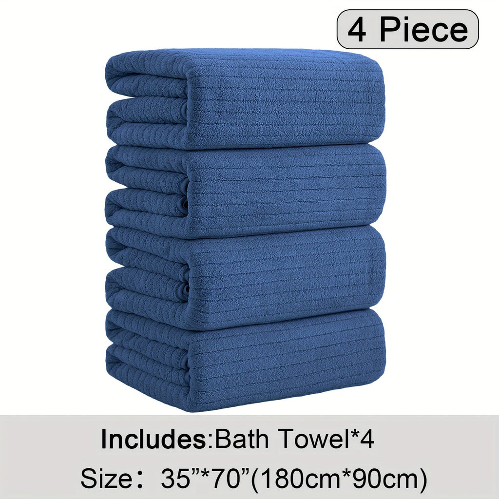 Bath Towels Set 4 Pack 35x70 Inch Oversized Extra Large - Microfiber Super Absorbent Quick Dry XL Bath Sheet Soft Bathroom Towels | 13 Colors | Family Hotel Spa Shower Towel Set Coastal Style