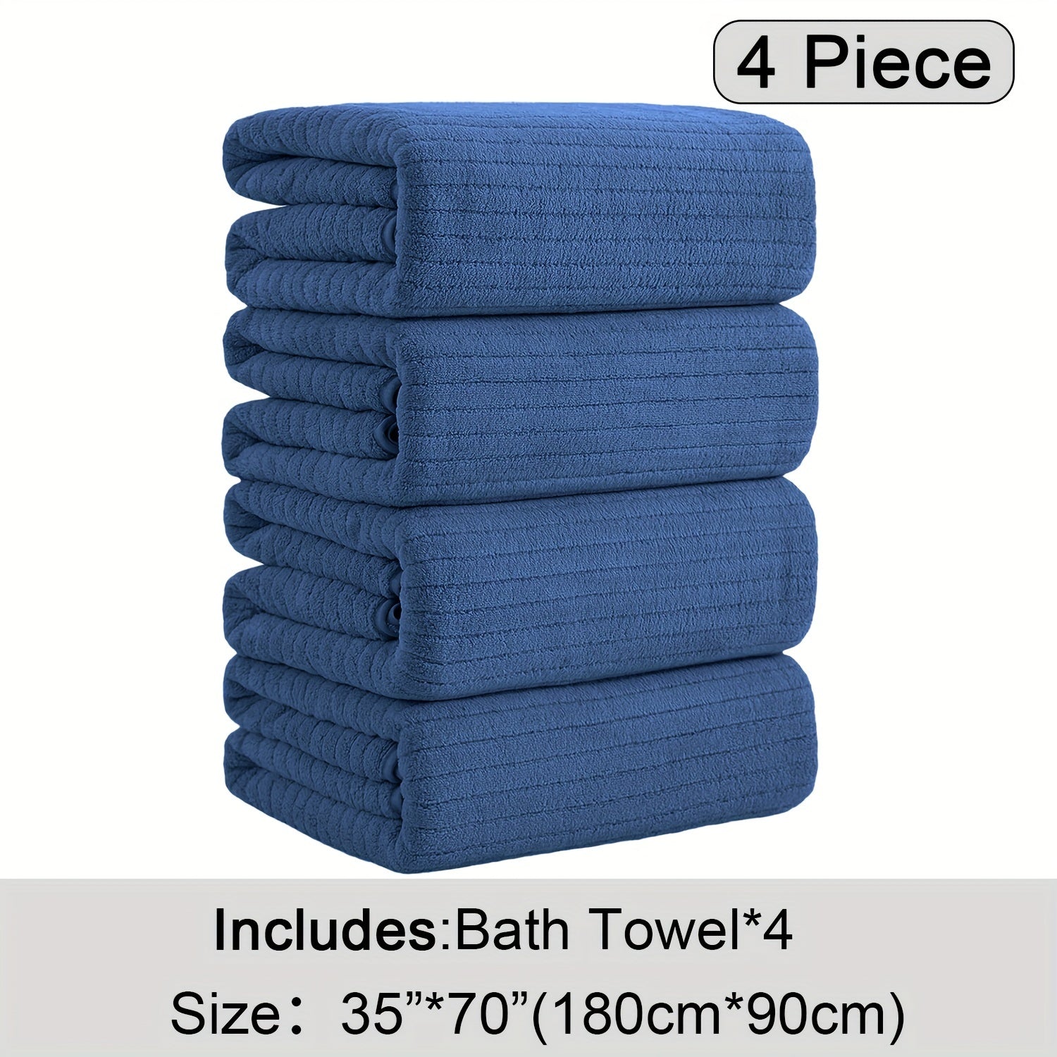 Bath Towels Set 4 Pack 35x70 Inch Oversized Extra Large - Microfiber Super Absorbent Quick Dry XL Bath Sheet Soft Bathroom Towels | 13 Colors | Family Hotel Spa Shower Towel Set Coastal Style