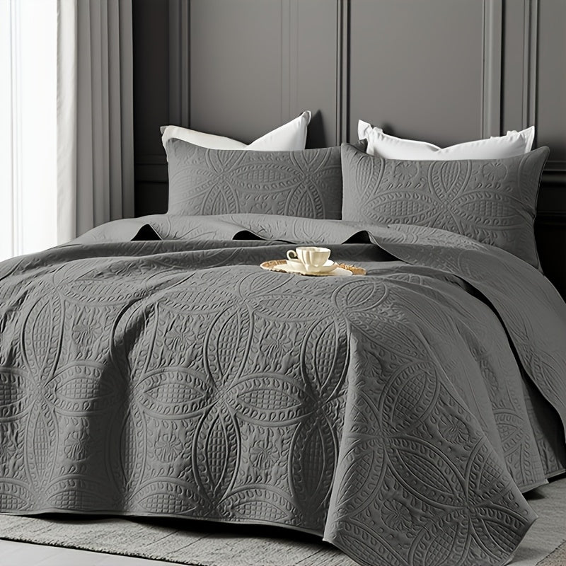 Quilt Coverlet Set 2-3 Piece Lightweight Microfiber Bedspread Coin Pattern Soft Skin-Friendly Anti-Allergy Machine Washable Twin Full Queen King