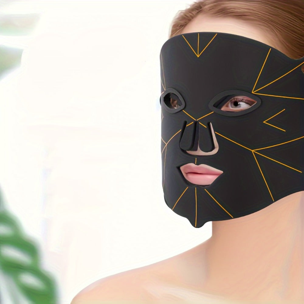 LED Face Mask 7 Color Light Therapy Photon Skin Rejuvenation Mask Portable Silicone Beauty Device USB Rechargeable Anti-Aging Acne Wrinkle Treatment for Women Men Black White