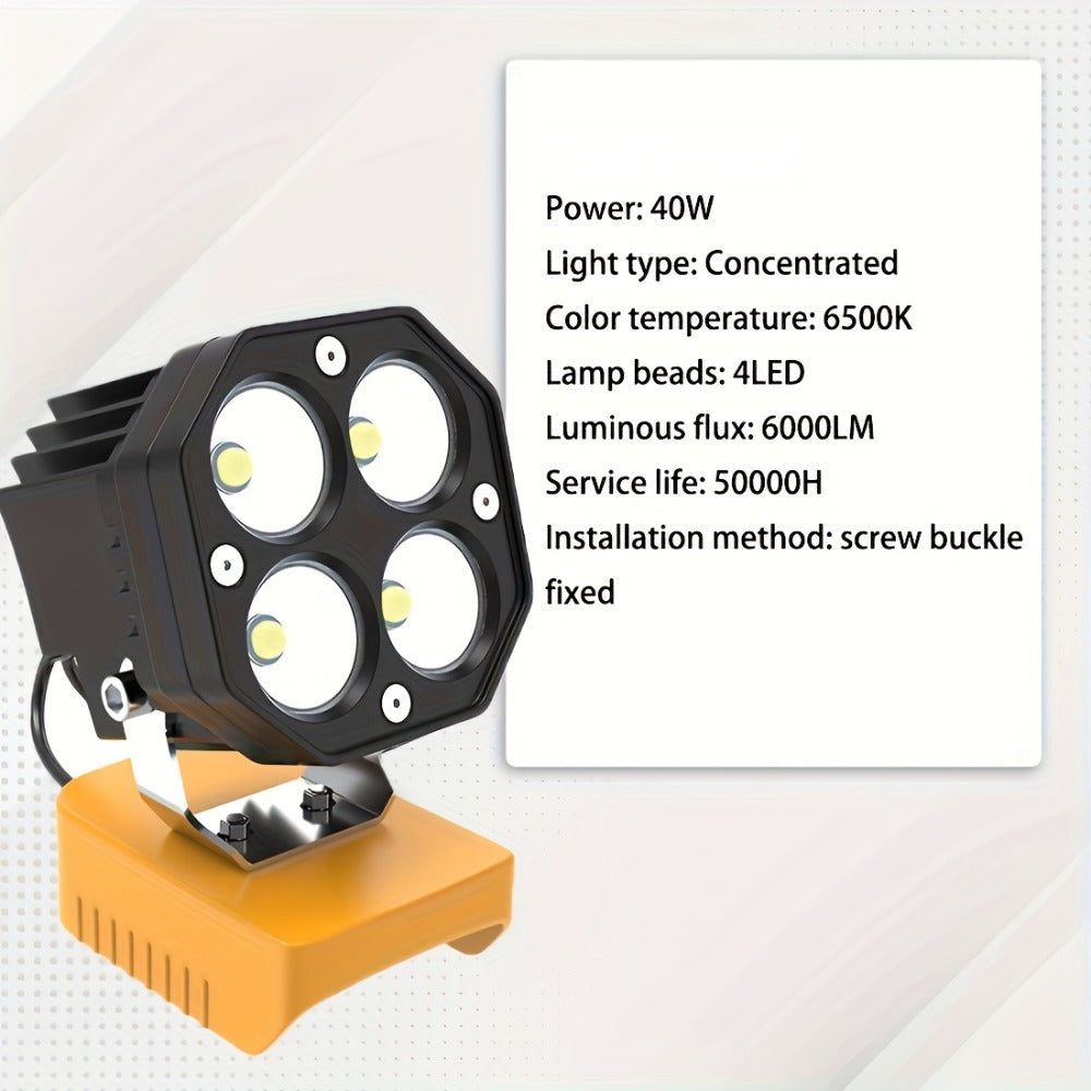 Four-Leaf Clover LED Work Light Compatible with DeWalt 20V Battery ¨C Portable Cordless Job Site Lamp with Built-In Switch for Workshop, Camping & Emergency Lighting