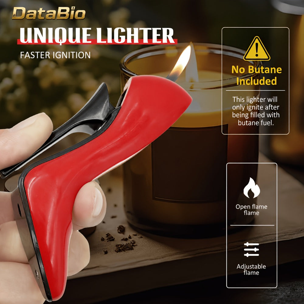 High Heel Shaped Lighter Refillable Butane ¨C Cute Novelty Windproof Flame Lighter for Women, Adjustable Flame, Metal Body, Perfect Gift for Girlfriend Birthday Valentine¡¯s Day Anniversary (No Butane)