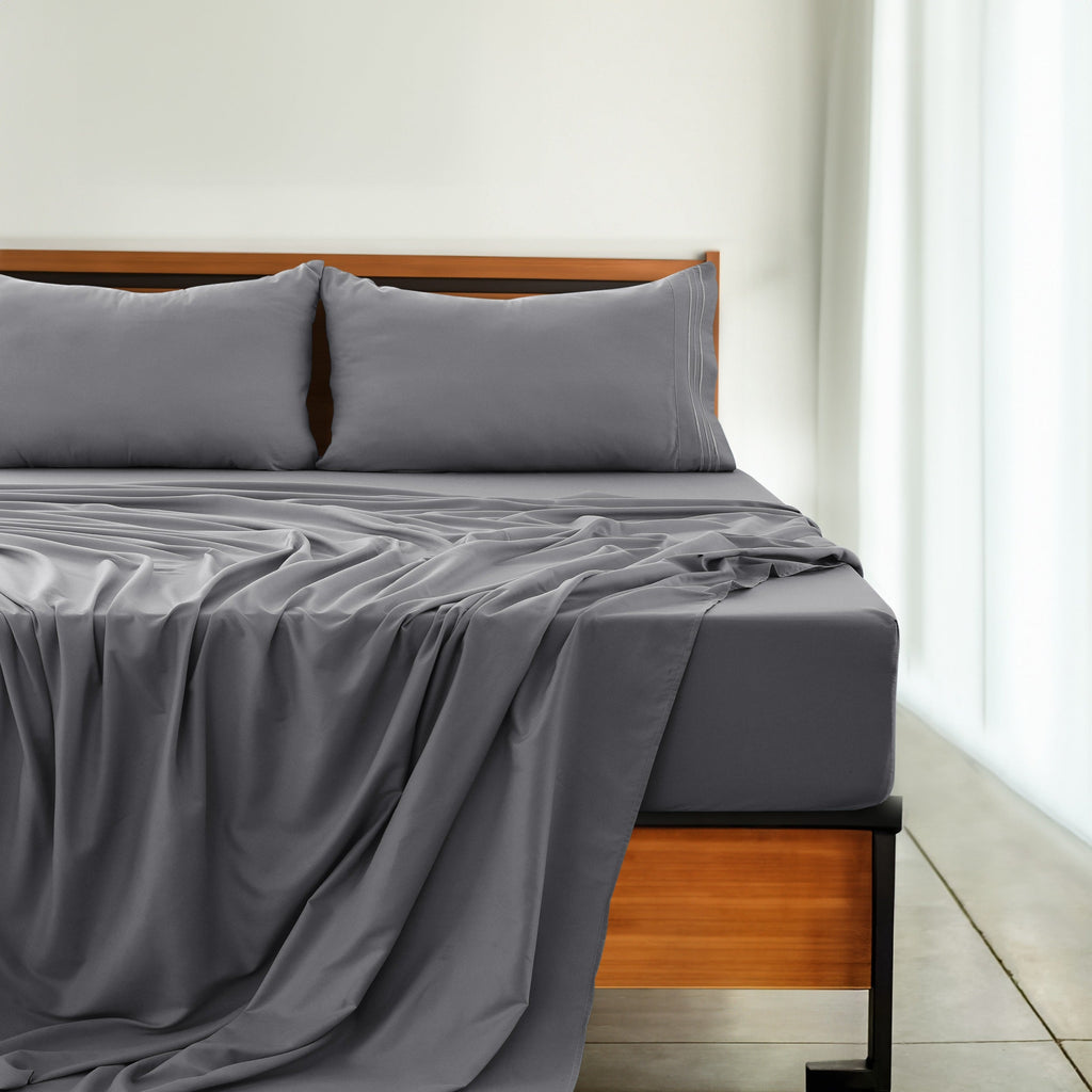 Bed Sheets Set 4-Piece Microfiber 1800 Series Deep Pocket Fitted Sheet Flat Sheet Pillowcases Soft Breathable Wrinkle Fade Resistant Twin Full Queen King Cal King 20 Colors