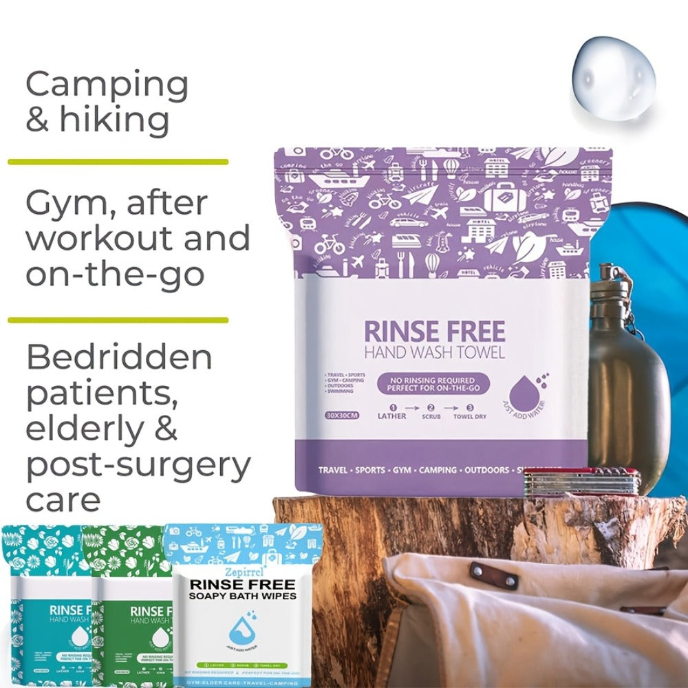 Disposable No-Rinse Foaming Bath Towels - Large 11.81¡± Body Wipes, Wet & Wipe Cleansing Cloths for Elderly Care, Camping, Post-Surgery, Fitness & Travel, Bulk 50/100/200 Pack, No Shower Needed