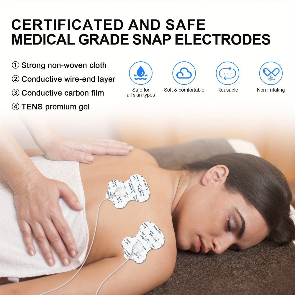 TENS EMS Electrode Pads 35mm Snap Reusable Replacement Pads Highly Conductive Latex Free Non-Irritating Gel for TENS EMS Muscle Stimulator Units 10 20 40 80 Pcs Options
