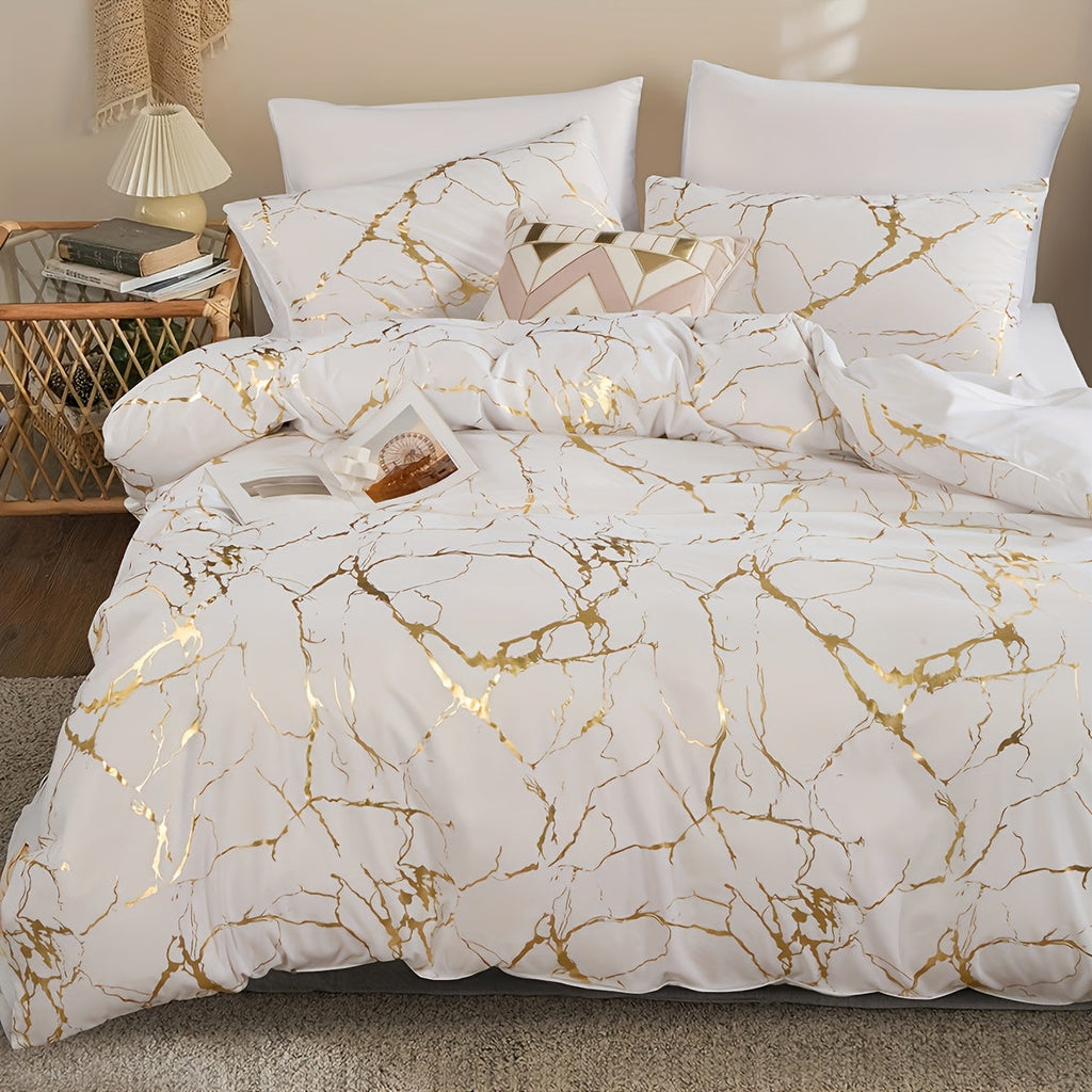 Duvet Cover Set 3 Piece Soft Bronzing Texture Bedding Set with Duvet Cover and 2 Pillowcases for Home Dormitory All Season Twin Full Queen King