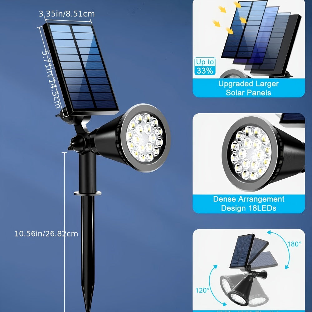 Solar Landscape Lights 2-in-1 Wall & Ground ¨C Independent Adjustable Solar Panel Auto On/Off | 8 Color Modes Outdoor Solar Spotlight for Garden, Driveway, Sidewalk & Pool Area | IP44 Waterproof