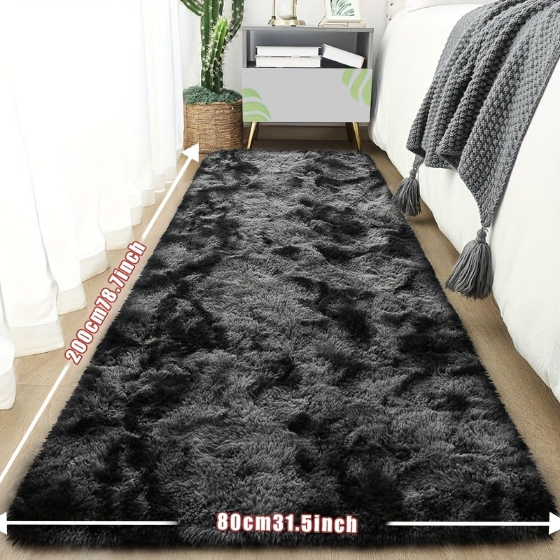 Tie-Dye Plush Fluffy Mat Absorbent Non-Slip ¨C Luxury Soft Bathroom Rug for Living Room & Bedroom, Modern Home Decor Floor Mat, 31.5x78.7 in ¨C Light Grey, Dark Gray, Light Pink, Black