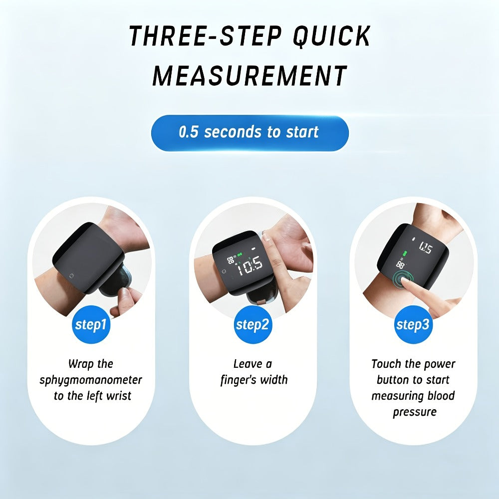 Wrist Blood Pressure Monitor with Large LCD Display ¨C Portable Digital BP Machine with Adjustable Cuff, Pulse Rate Detection & One-Button Operation for Home Use