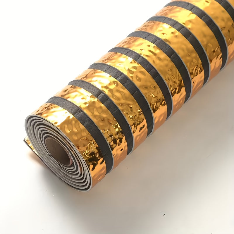 Luxury Mirror 3D Wallpaper Roll Self Adhesive Peel and Stick PVC Vinyl Film Grid Vertical Stripe Pattern for TV Wall Sofa Background Bedroom Living Room Decor Mirror Gold Silver Water Wave