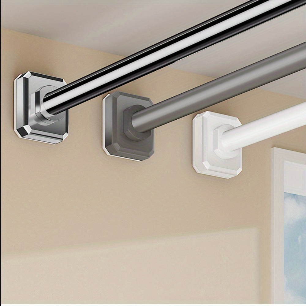 Tension Curtain Rod No Drill Telescopic Shower Bathroom Towel Rack Adjustable Hanging Rod Balcony Coat Hanger Drying Rod