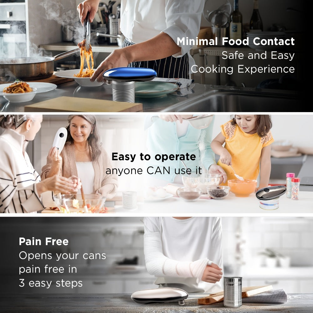 Electric Can Opener One Touch ¨C Automatic 360¡ã Rotation for All Can Sizes, Smooth Safe Edge, Battery Operated, Ideal for Seniors & Arthritic Hands, Kitchen Gadget