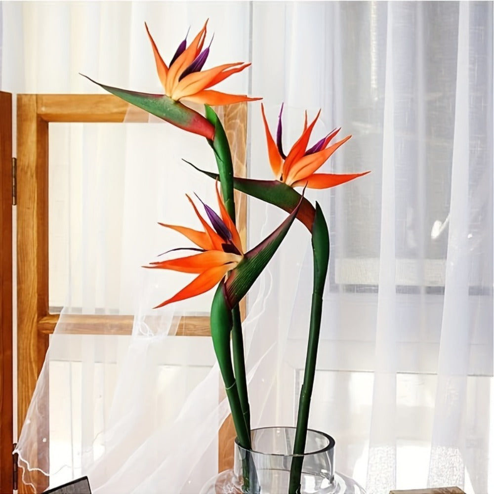 Artificial Bird of Paradise Flowers ¨C 3pcs Realistic Rubber Strelitzia with 24.5¡± Long Stems for Home Decor, Vase Arrangements, DIY Bouquets, Party & Fall Decor (4 Colors)