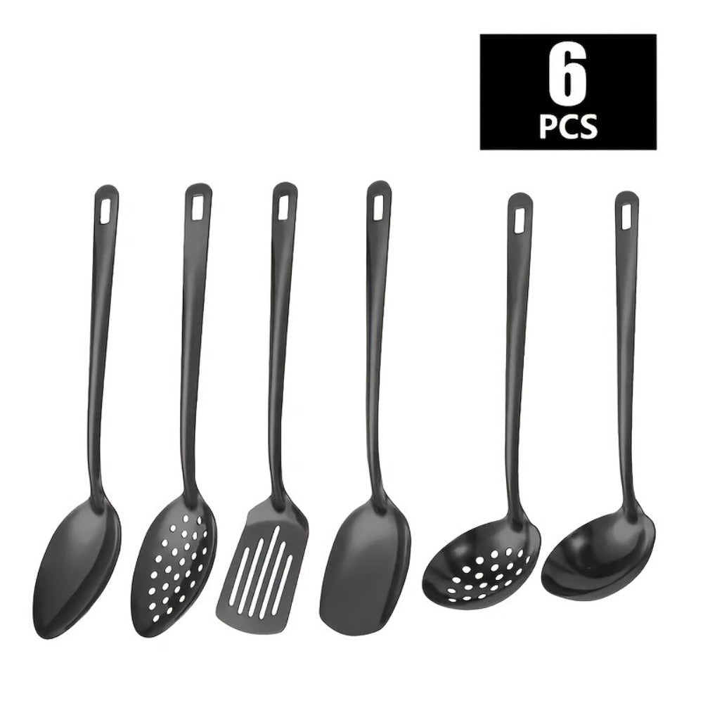 6 Piece Korean Style Stainless Steel Kitchen Utensil Set Cooking Spoons Spatula Ladle Strainer Hot Pot Clips for Cooking Buffet Restaurant