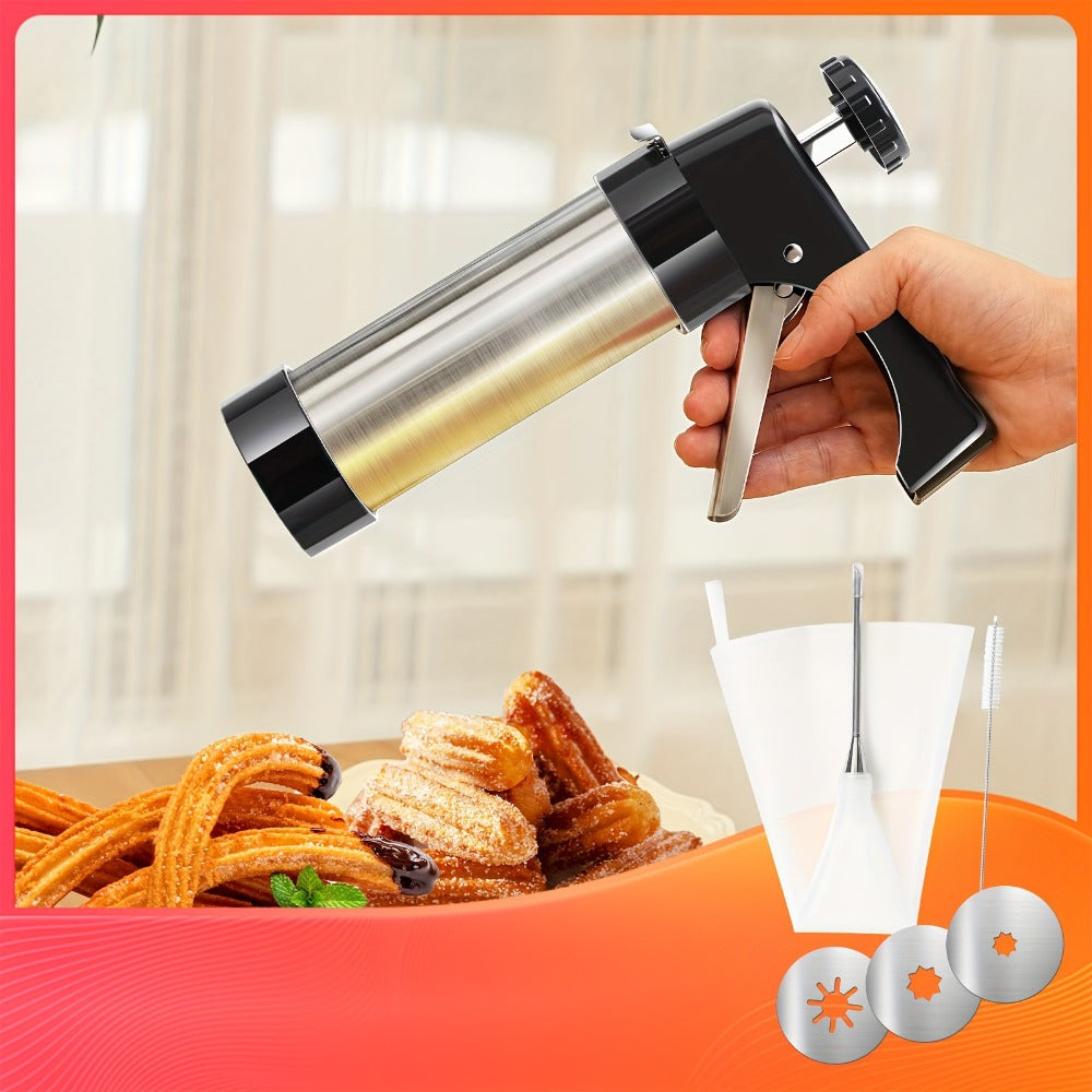Cookie Press Biscuit Machine 8pcs, Heavy Duty Manual Spanish Cookie Maker with 8 Discs, No Electricity Required, Three-Stable System, Easy to Clean, for Home and Commercial Kitchen Pastry Baking