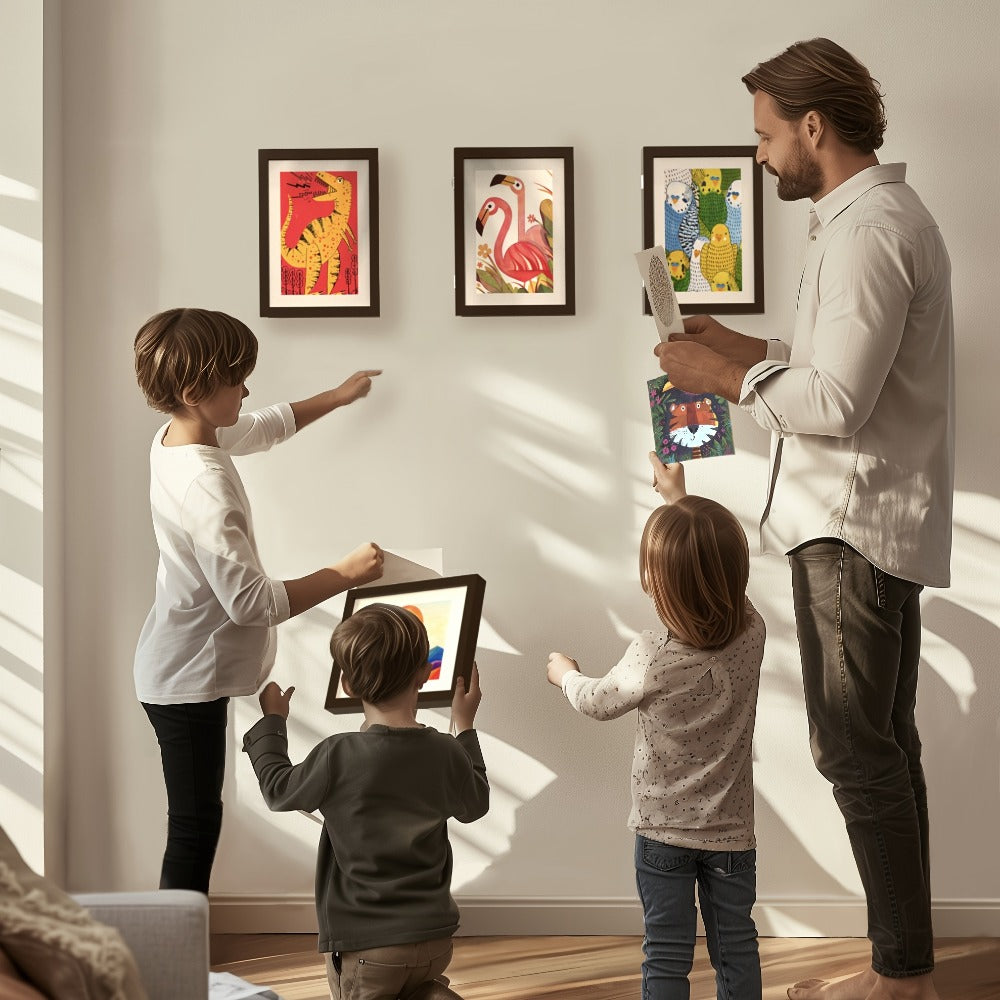 Kids Artwork Frames Front Opening Changeable 8.5x11 Inch Children Art Display Picture Frame for Drawing Crafts Photos Holds 130 Pieces Wood Black White