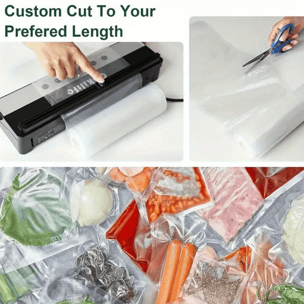 Vacuum Sealer Bags Reusable Airtight Food Storage Bags Multiple Sizes ¨C No Power Needed, Keep Meat, Fruits & Vegetables Fresh Longer, BPA-Free Roll Bags for Kitchen Organization & Meal Prep