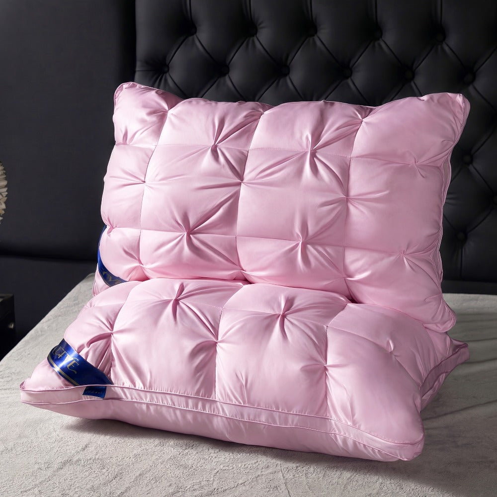 Luxury Hotel Pillows 2PCS, Cool Breathable Pillow Insert, Fluffy Resilient Neck Support, Soft Comfortable Sleeping Pillow, Queen King Size, White Black Navy Pink Gray Brown