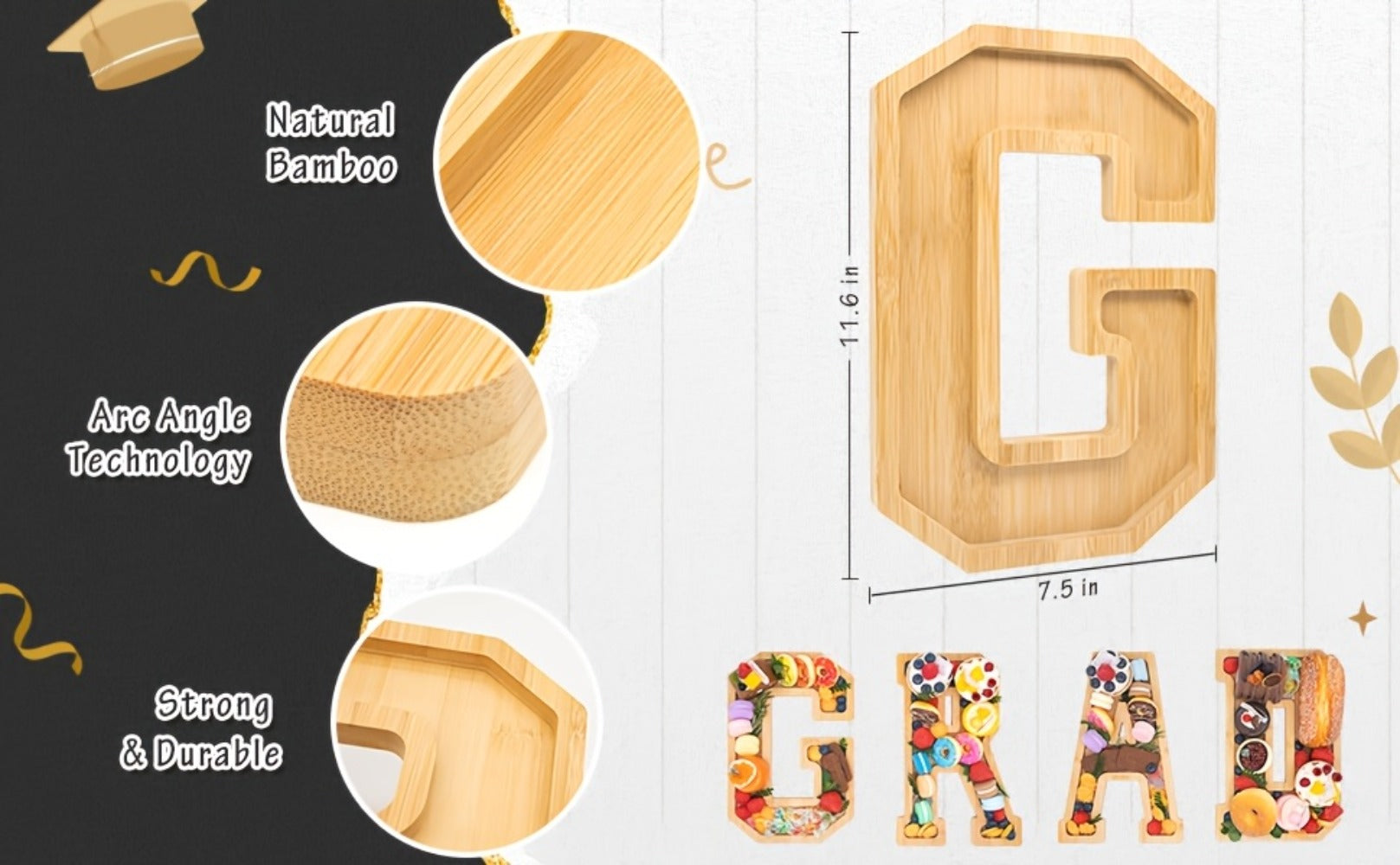 Graduation Charcuterie Board Decorations 4pcs Wooden Number Box with 14 Balloons ¨C 2026 GRAD Fillable Party Supplies