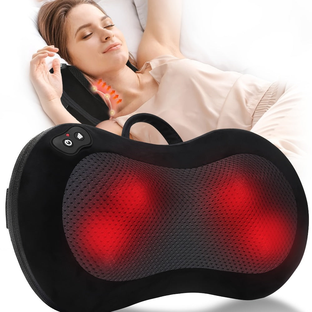 Neck & Back Massager Pillow with Heat ¨C Wireless 3D Kneading Acupressure Electric Massage Pillow for Lumbar, Shoulder & Neck Pain Relief, Portable Unisex Gift
