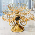 Crystal Rotating Fruit Plate Set 5-Tier ¨C Luxury Round Multi-Layer Snack Candy Dish Bowl for Living Room Coffee Table Home Decor European Style Elegant Dessert Display Centerpiece Gift