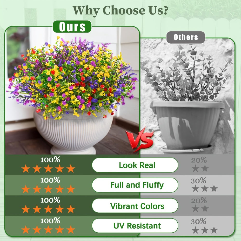 Artificial Flowers Outdoor UV Resistant Faux Daisy Bundles for Porch Patio Garden Decor - 9/18/27/36 Bundles Multicolor Realistic Fake Flowers Spring Summer Window Box Hanging Planter