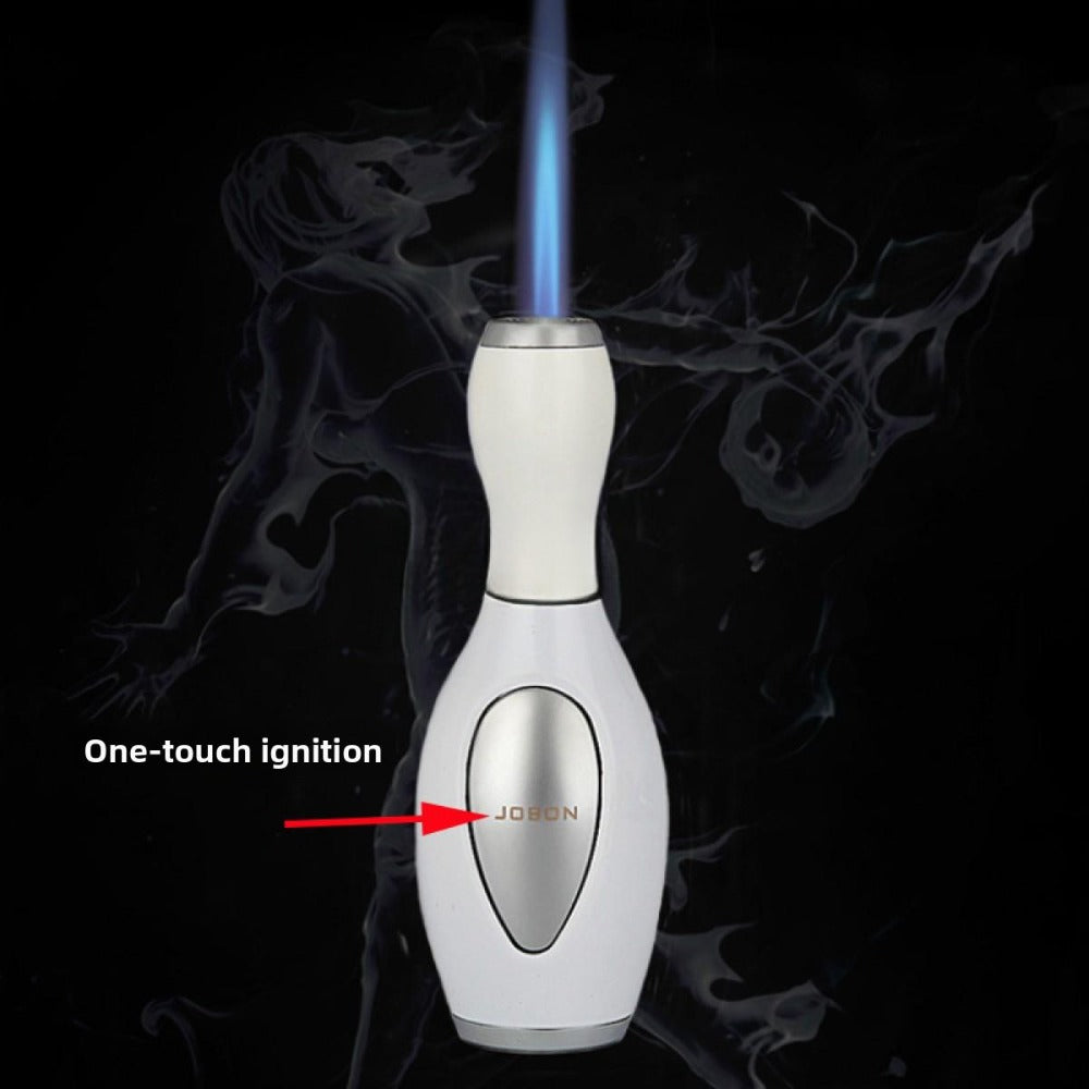 Bowling Ball Lighter Novelty Metal Torch Refillable Windproof Direct Inject Butane Igniter for Camping Grilling BBQ Candles Gift Decoration Silver White Orange Black Blue