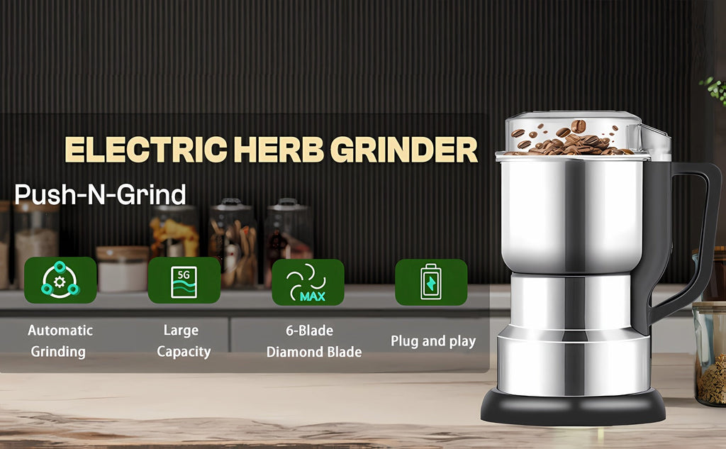 Electric Coffee Grinder 300W High Power Spice Grinder for Coffee Beans Spices Seeds and Grains Multifunctional One-Touch Grinding Machine for Home Kitchen