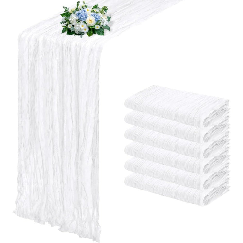 Cheesecloth Table Runner 6 Pack | Boho Gauze Semi-Sheer Fabric 21.7¡Á72.8 Inch for Wedding, Baby Shower & Farmhouse Decor