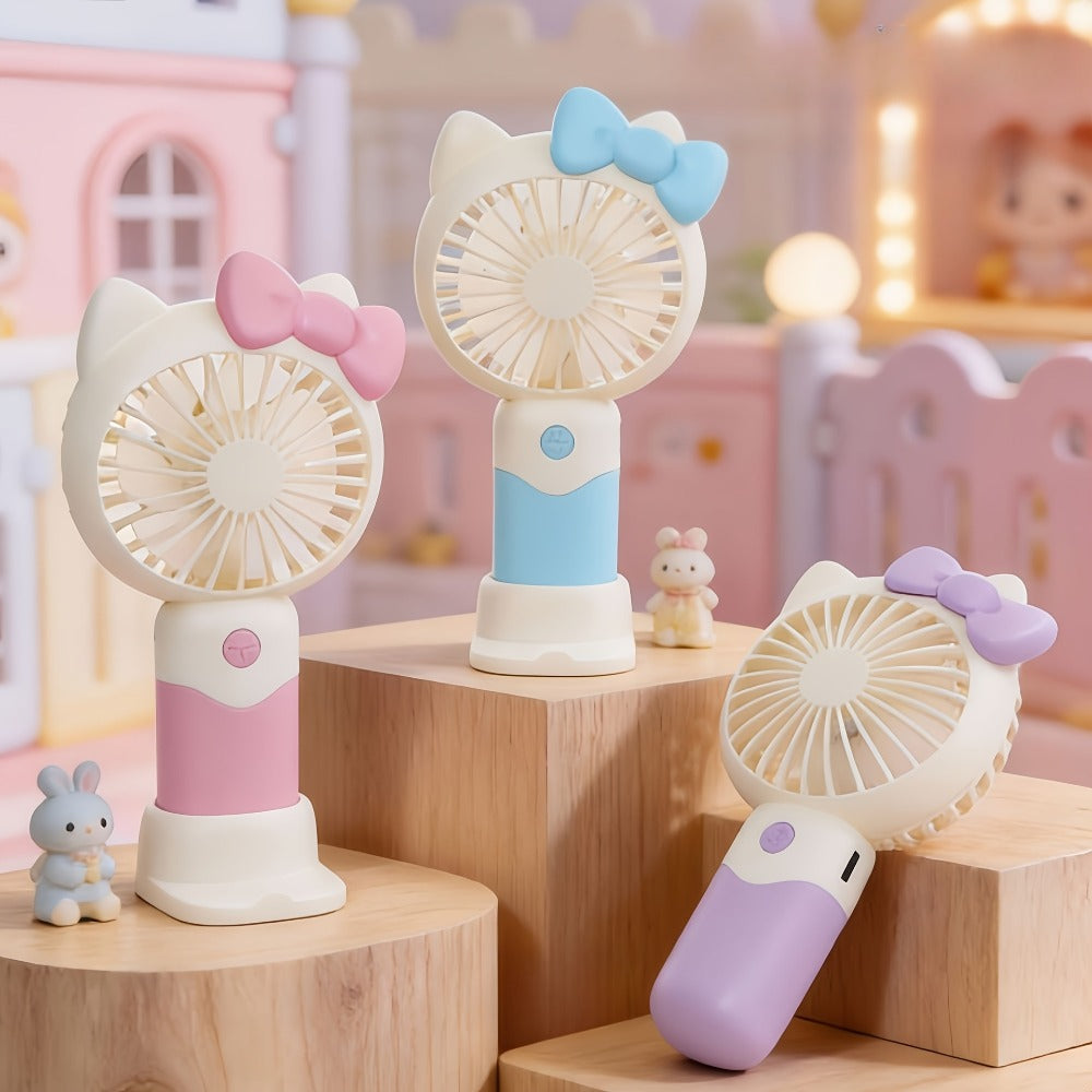 Hello Kitty Mini Fan USB Rechargeable Handheld Portable | Cute Sanrio Detachable Desktop Electric Fan for Girls Kids | 2-in-1 Handheld & Desk Fan for Travel Office School Home | Blue Pink Purple