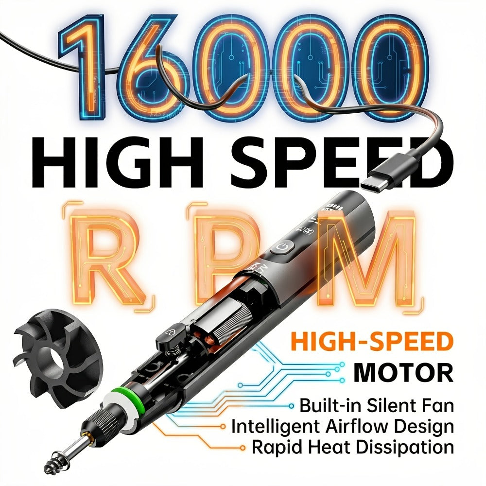 Rotary Tool Kit Cordless 40-in-1 6-Speed 16000RPM Electric Handheld Grinder with LCD Display LED Light for Engraving Grinding Polishing Drilling Carving DIY