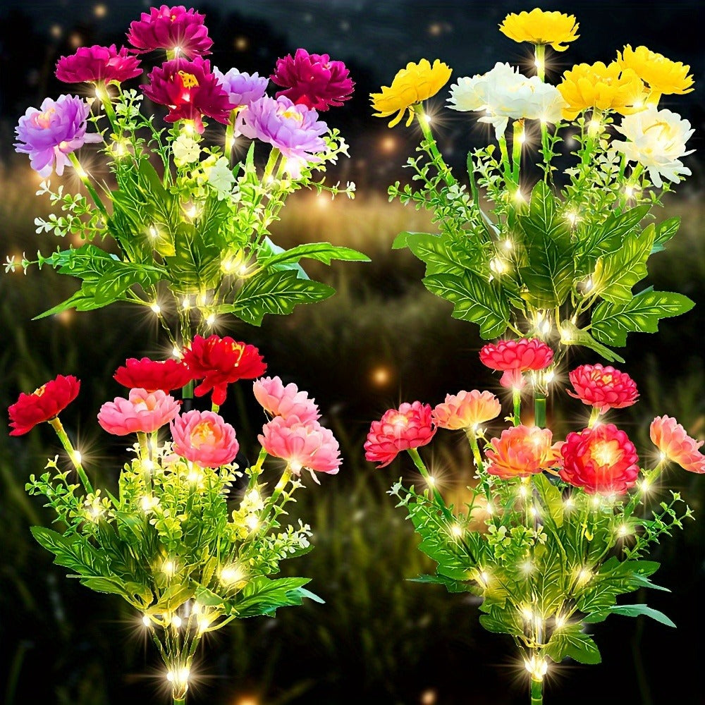 Solar Garden Lights Outdoor Waterproof ¨C 5pcs Simulated Snow Lotus Flower LED Stake Lights for Lawn, Garden, Pathway, Courtyard, Patio Decor, Warm White Glow, Holiday Gift