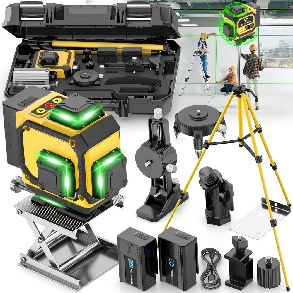 16-Line 4D Laser Level 360¡ã Self-Leveling Cross Line Laser with Rechargeable Battery ¨C Professional Rotary Laser for Construction, Tiling, Framing & Interior Alignment