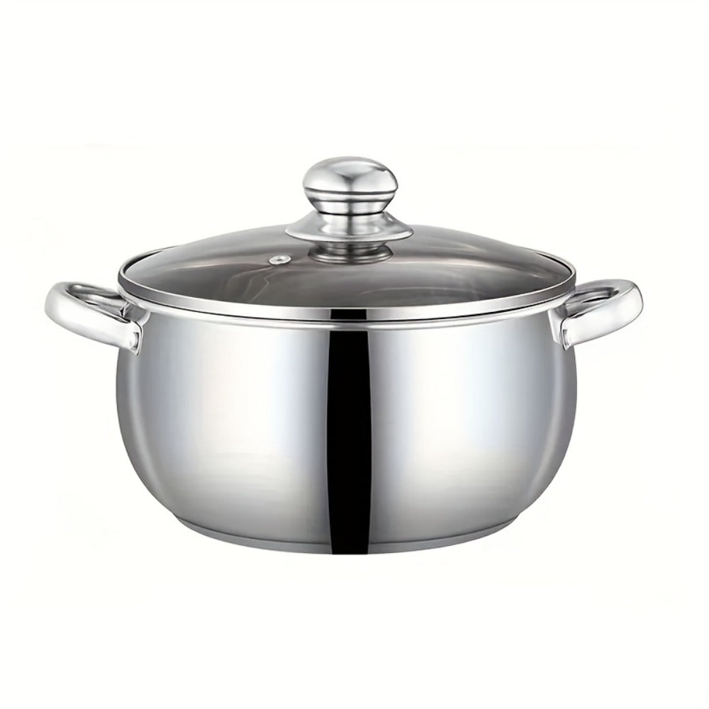 Stainless Steel Soup Pot Apple Pot Heat Resistant Handles Dishwasher Safe Versatile Cookware for Boiling Steaming Stewing Everyday Kitchen Cooking Healthy Safe Silver