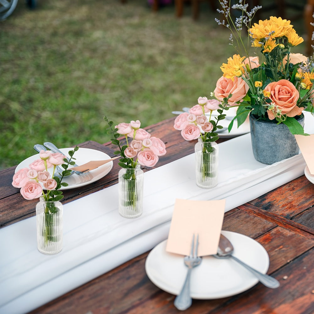 Mini Bud Vases Set - Modern Striped Clear Glass Flower Vases for Wedding Centerpieces, Birthday Party, Anniversary, Home Table Decor, Multiple Sizes 12/24/36 Pcs