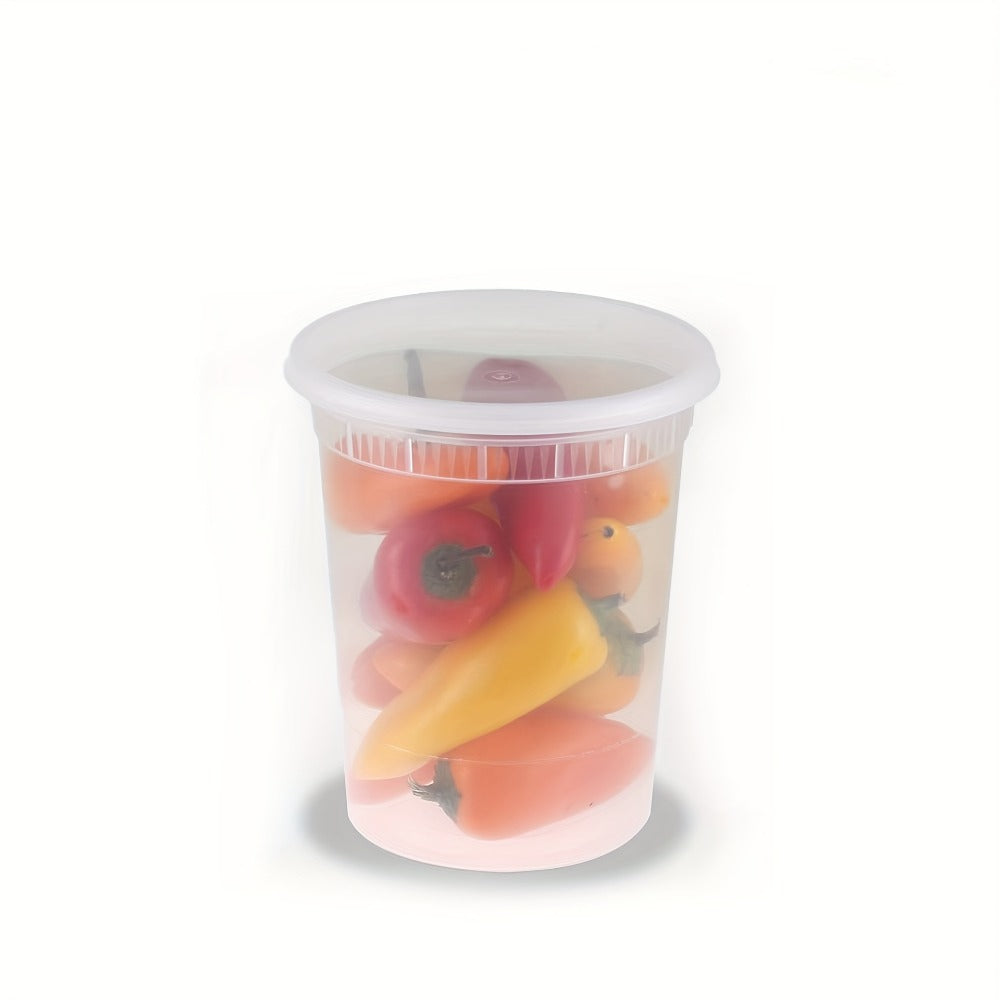 32oz Plastic Food Storage Containers with Lids 48 Sets Cups & Lids Meal Prep Containers Microwave Safe Portable