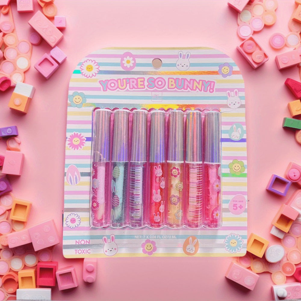 Lip Balm Set 7 Flavors Gift Box 0.04oz Each Moisturizing Flavored Lip Balm Kit for Dry Lips Women Girls Valentine's Day Birthday Christmas Gift