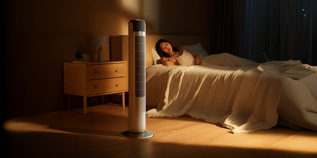 Bladeless Tower Fan 36 Inch | Remote Control, 5-Speed Settings & 4 Operating Modes, Whisper-Quiet 28dB, 12-Hour Timer, Oscillating Standing Fan for Home, Bedroom & Office ¨C Titanium Gray & Black
