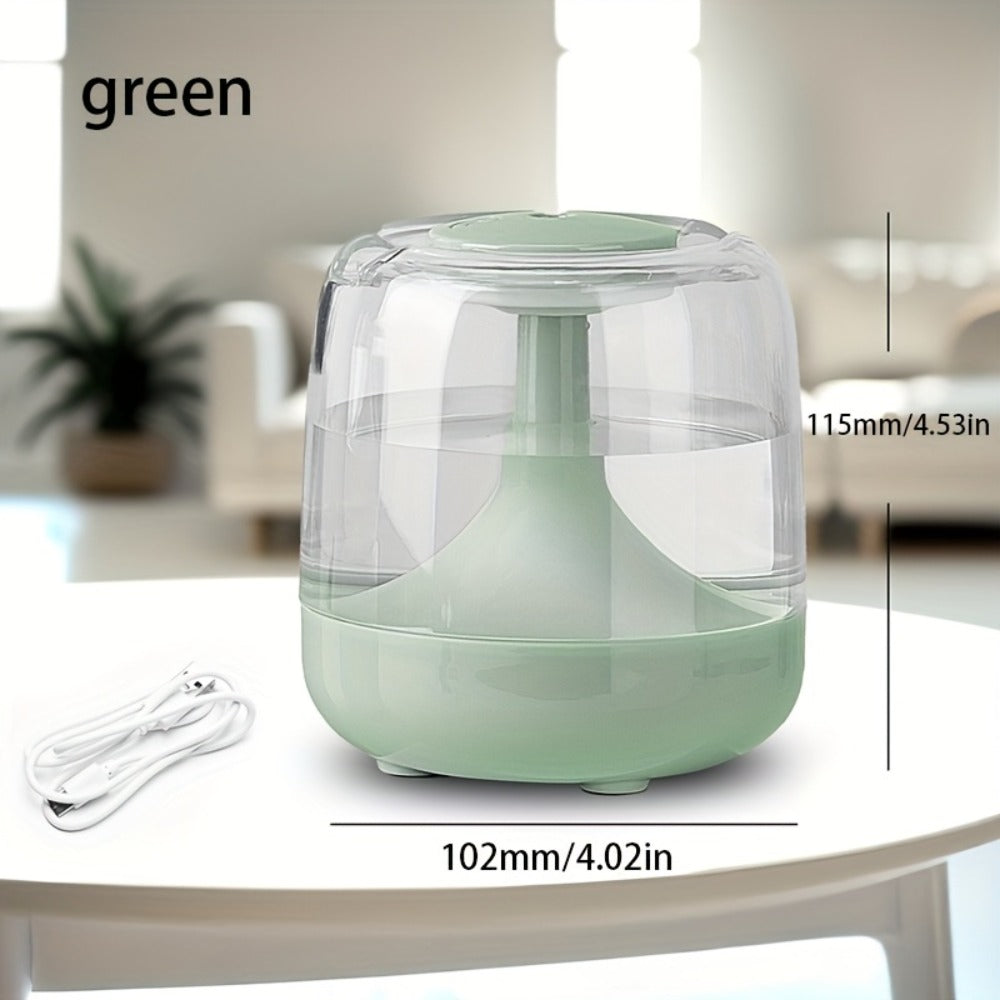 Cool Mist Humidifier with 7-Color Night Light & Transparent Tank | USB Quiet Humidifier 24H Runtime, 2-Speed Mist, Top-Fill Design for Bedroom, Office & Small Spaces | White & Green