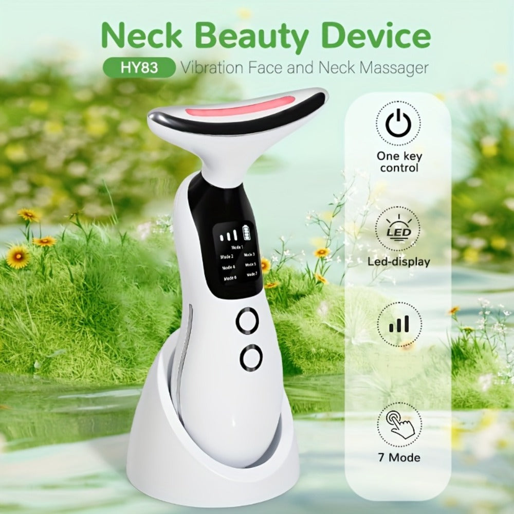 7-in-1 Neck Beauty Device with Base ¨C Multi-Functional Skincare Tool, USB Rechargeable, Anti-Aging Neck Firming & Lifting, Mother's Day Gift for Women