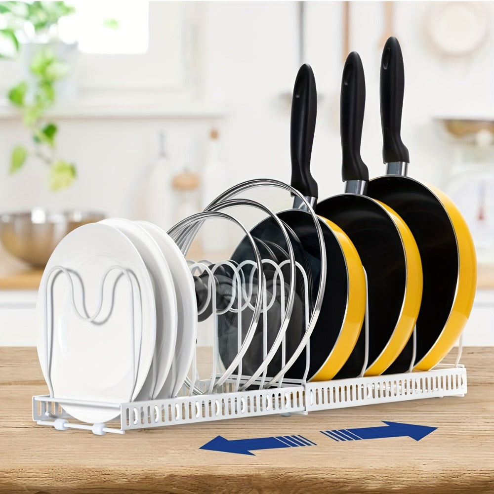 13-Shelf Metal Kitchen Storage Rack Organizer ¨C Extendable Cookware & Utensil Shelf for Cabinet, Countertop, Sink ¨C Freestanding Kitchen Cabinet Organizer with Golden Tube Design