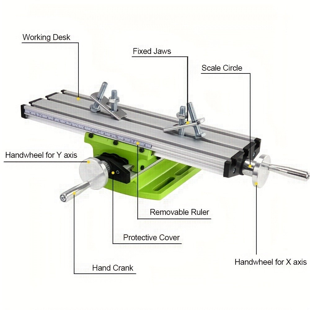 Cross Slide Table BG-6300 Compound Milling Drilling Worktable X-Y Axis Adjustable Bench Drill Press Work Table for Mini Drill Machine